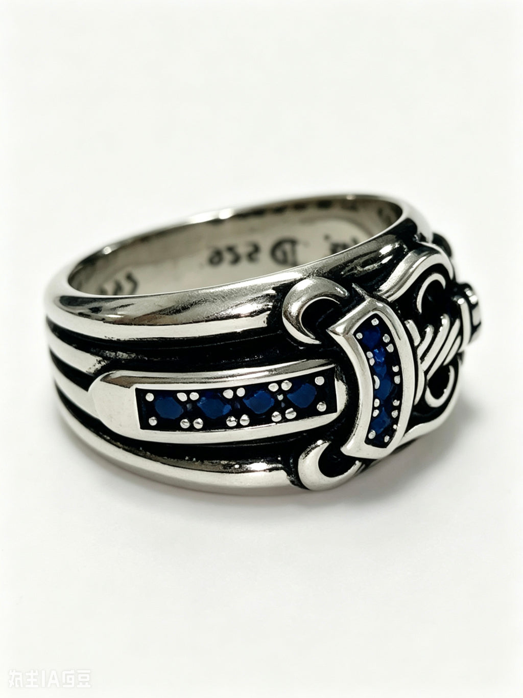 Chrome Hearts Blue Accent Cross Band Ring - album image 5