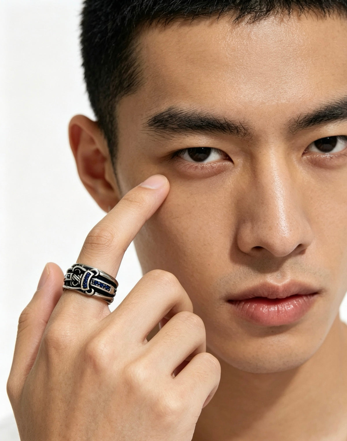 Chrome Hearts Blue Accent Cross Band Ring - album image 8