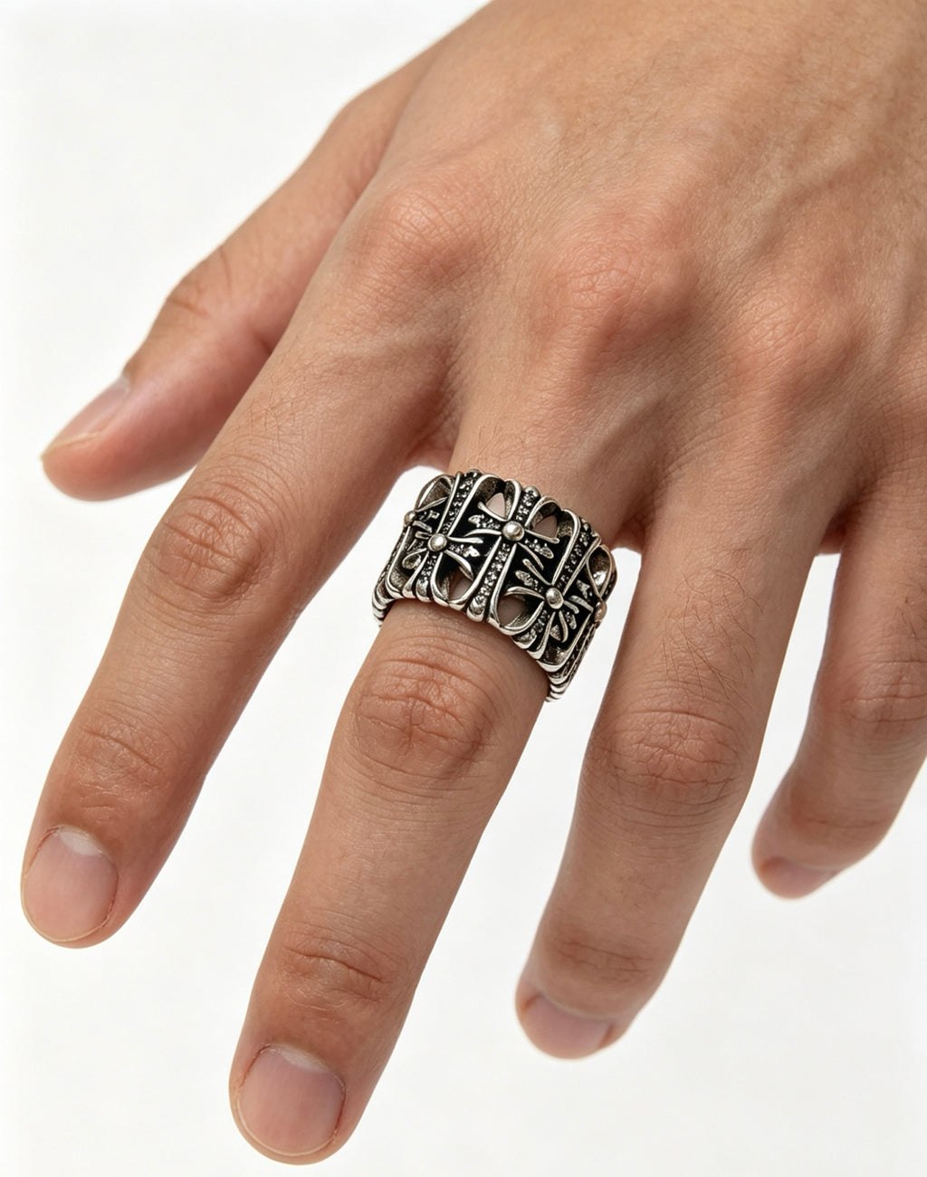 Chrome Hearts Large Ornate Cross Shield Ring - album image 7