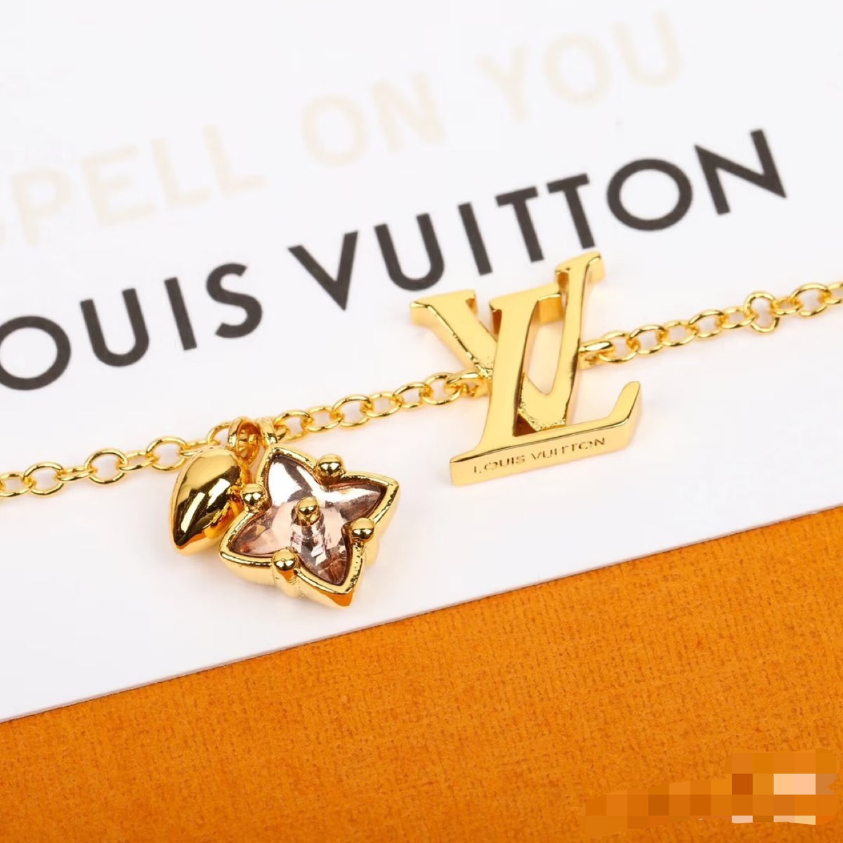 Louis Vuitton Pink LV Letter Crystal Accent Bracelet - album image 4