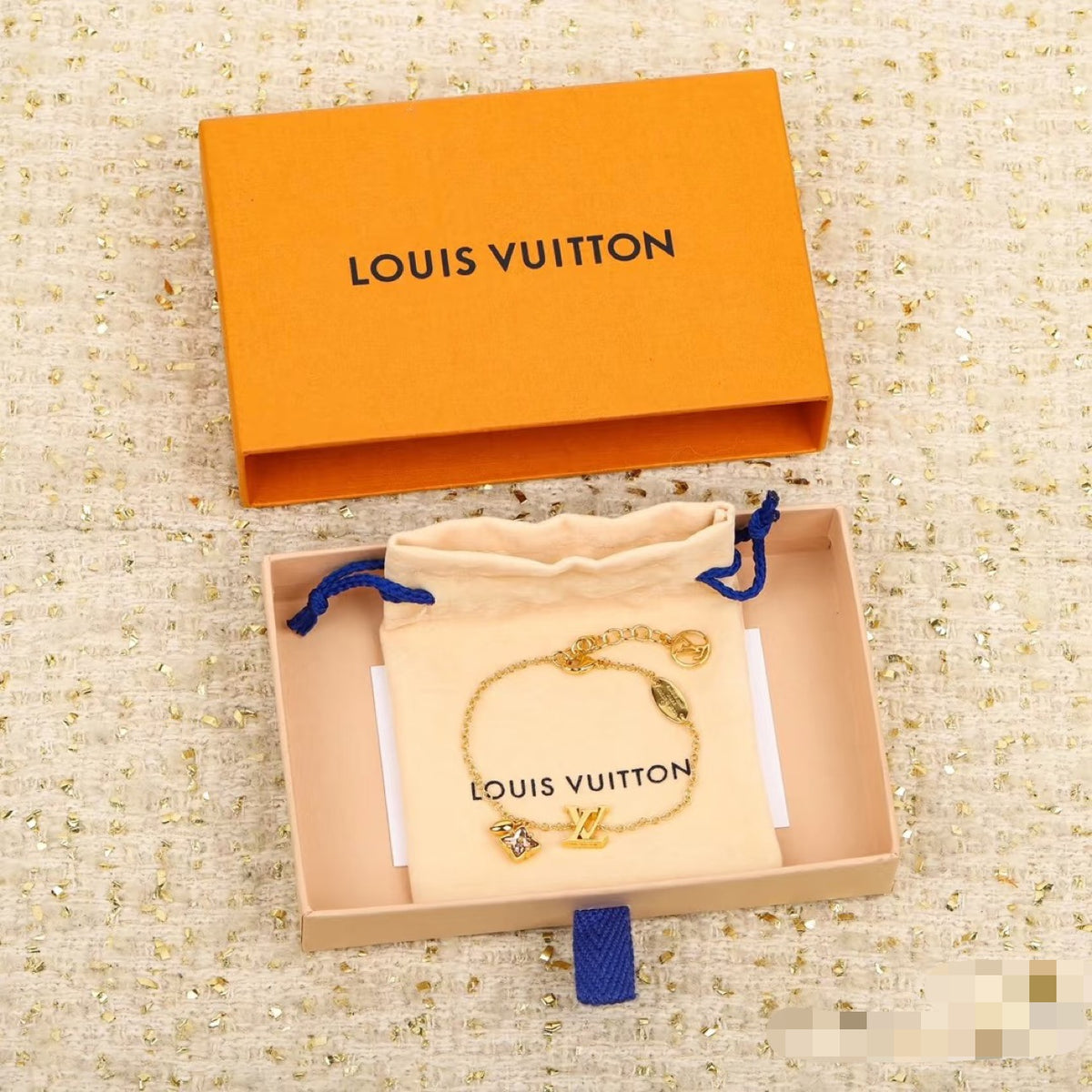 Louis Vuitton Pink LV Letter Crystal Accent Bracelet - album image 2