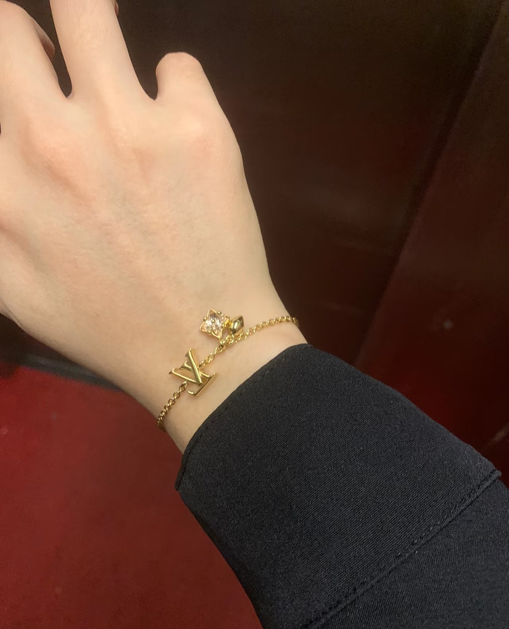 Louis Vuitton Pink LV Letter Crystal Accent Bracelet - album image 5