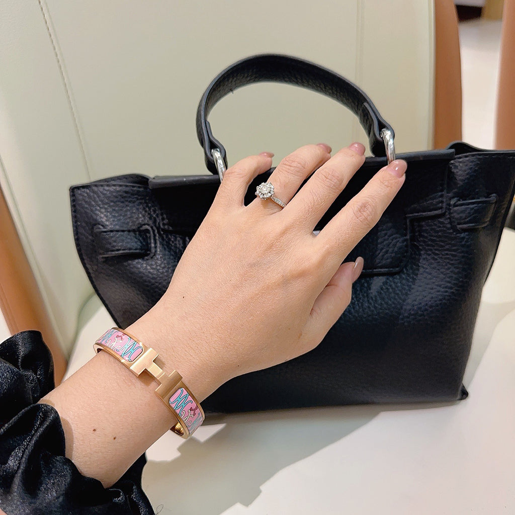 Hermès Gold-Tone Floral Enamel Bangle - album image 3