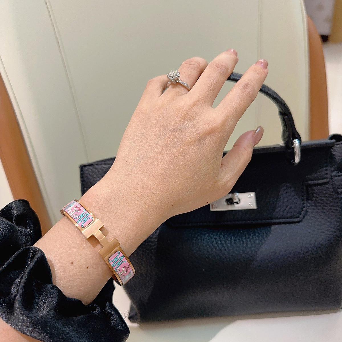 Hermès Gold-Tone Floral Enamel Bangle - album image 8