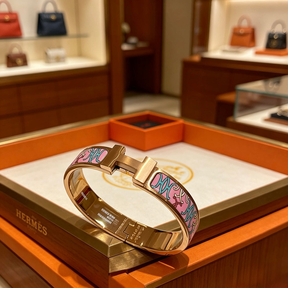 Hermès Gold-Tone Floral Enamel Bangle - album image 2