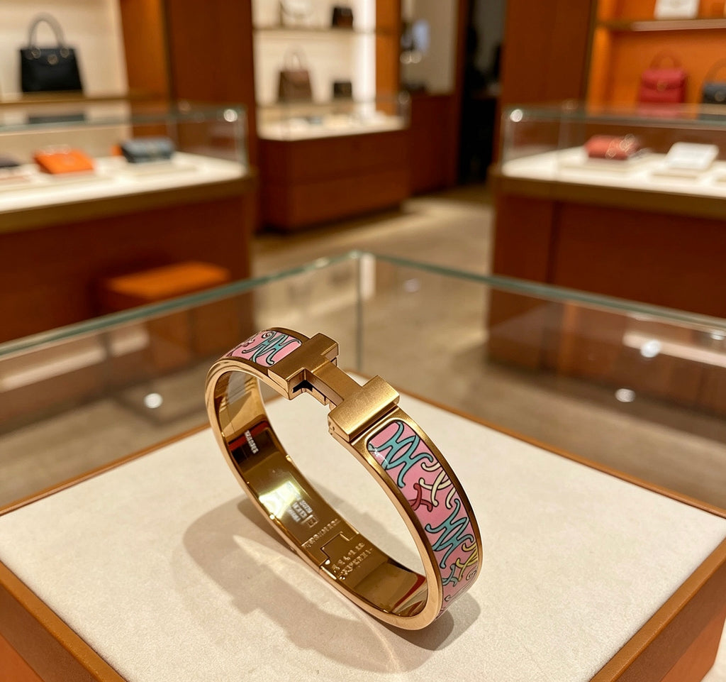 Hermès Gold-Tone Floral Enamel Bangle - album image 5