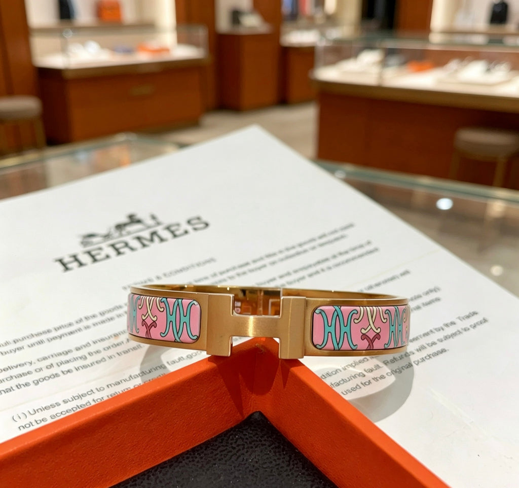 Hermès Gold-Tone Floral Enamel Bangle - album image 7