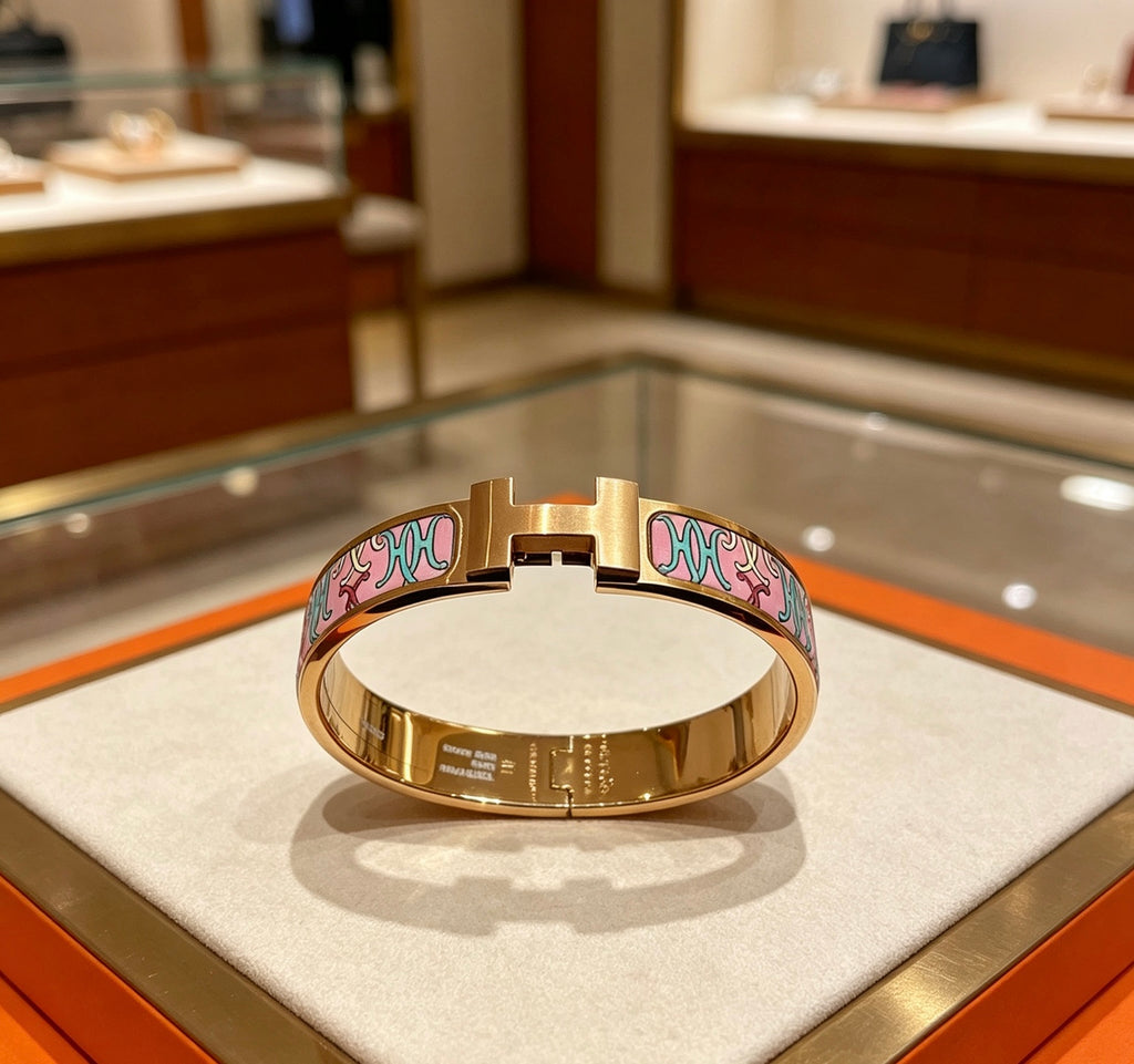 Hermès Gold-Tone Floral Enamel Bangle - album image 1
