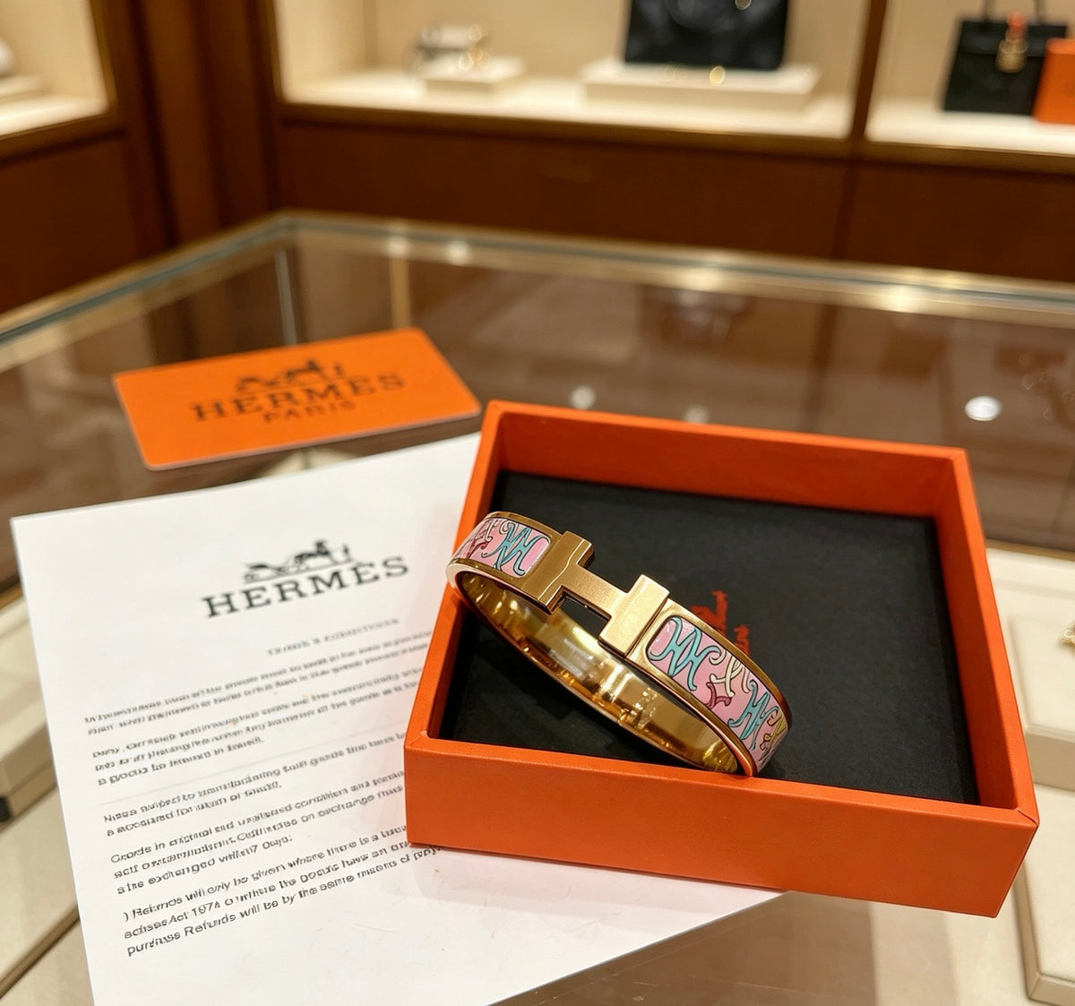 Hermès Gold-Tone Floral Enamel Bangle - album image 4