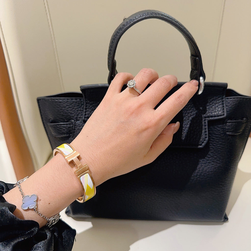 Hermès Gold-Tone White Printed H-Clasp Bangle - album image 9