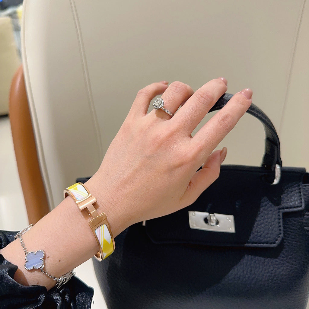 Hermès Gold-Tone White Printed H-Clasp Bangle - album image 6