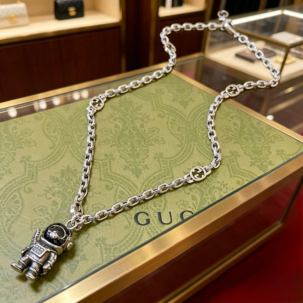 Gucci Anger Forest Interlocking G Pendant Antiqued Chain Necklace - album image 7