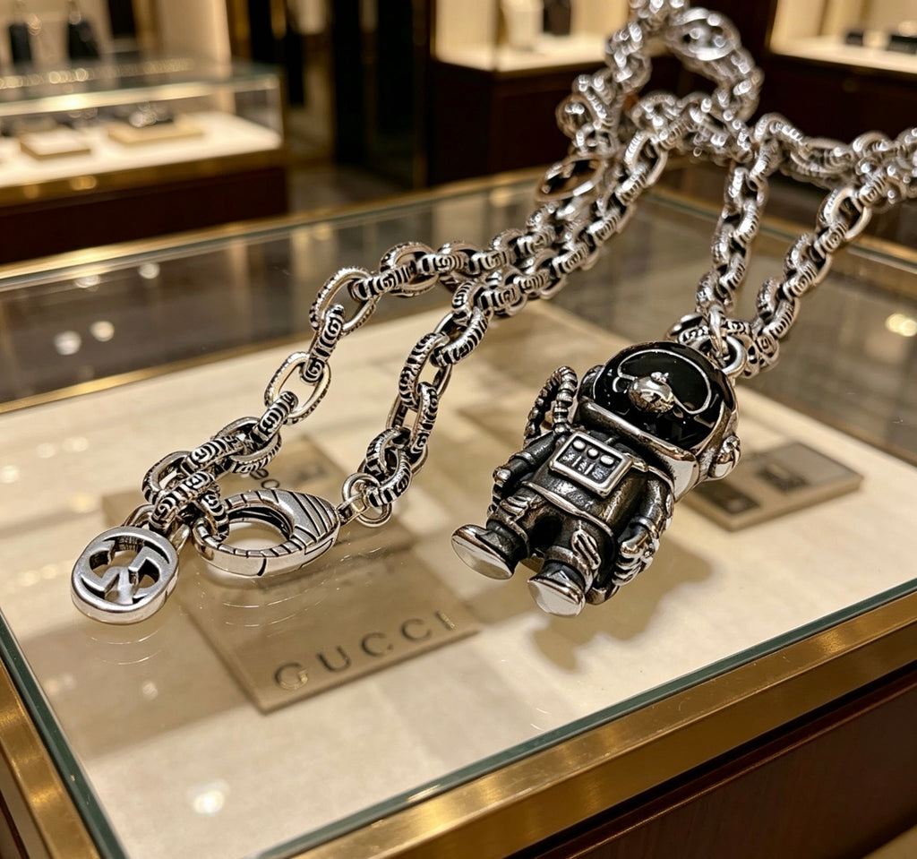 Gucci Anger Forest Interlocking G Pendant Antiqued Chain Necklace - album image 5