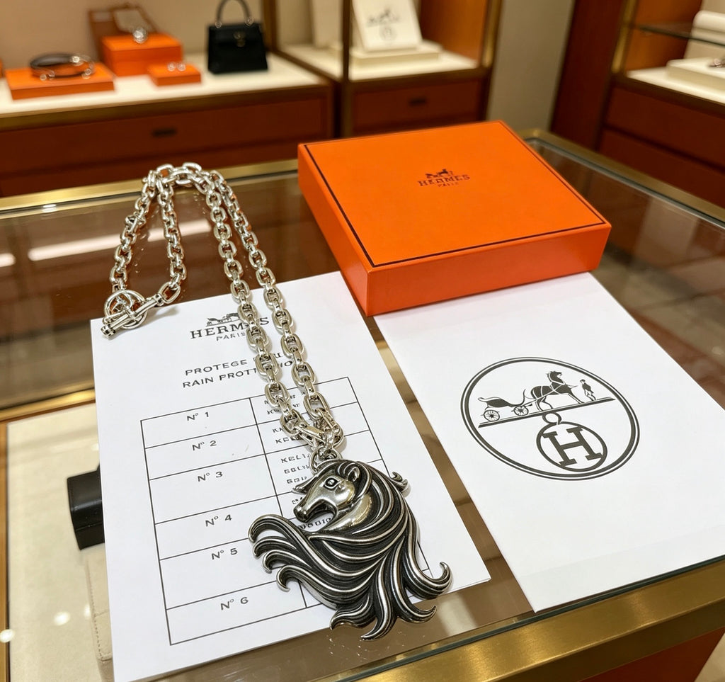 Hermès Silver-Tone Seahorse Pendant Necklace - album image 2