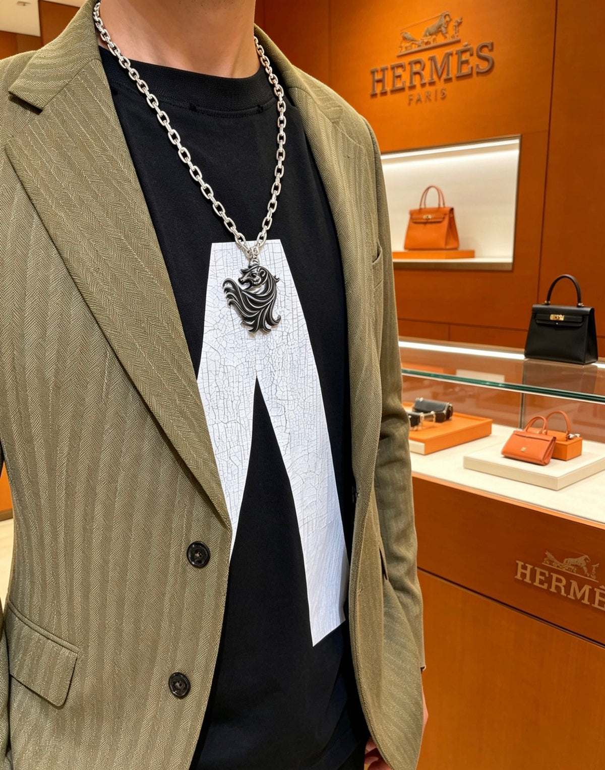 Hermès Silver-Tone Seahorse Pendant Necklace - album image 9