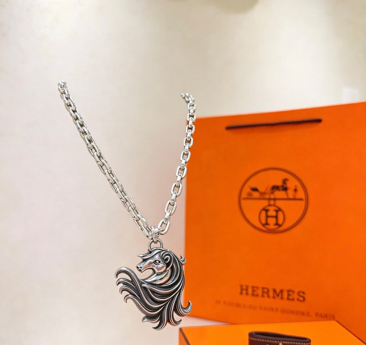 Hermès Silver-Tone Seahorse Pendant Necklace - album image 7