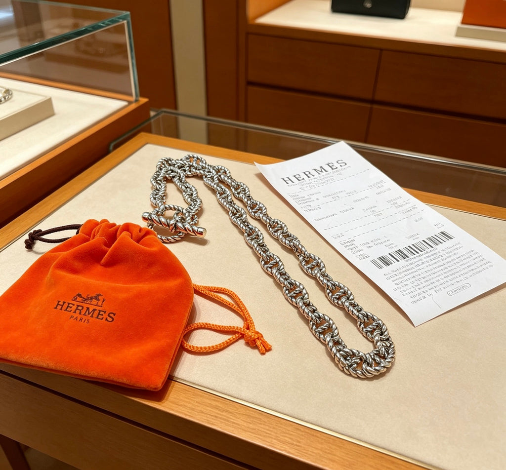 Hermès Silver-Tone Long Fine Anchor-Link Necklace - album image 7