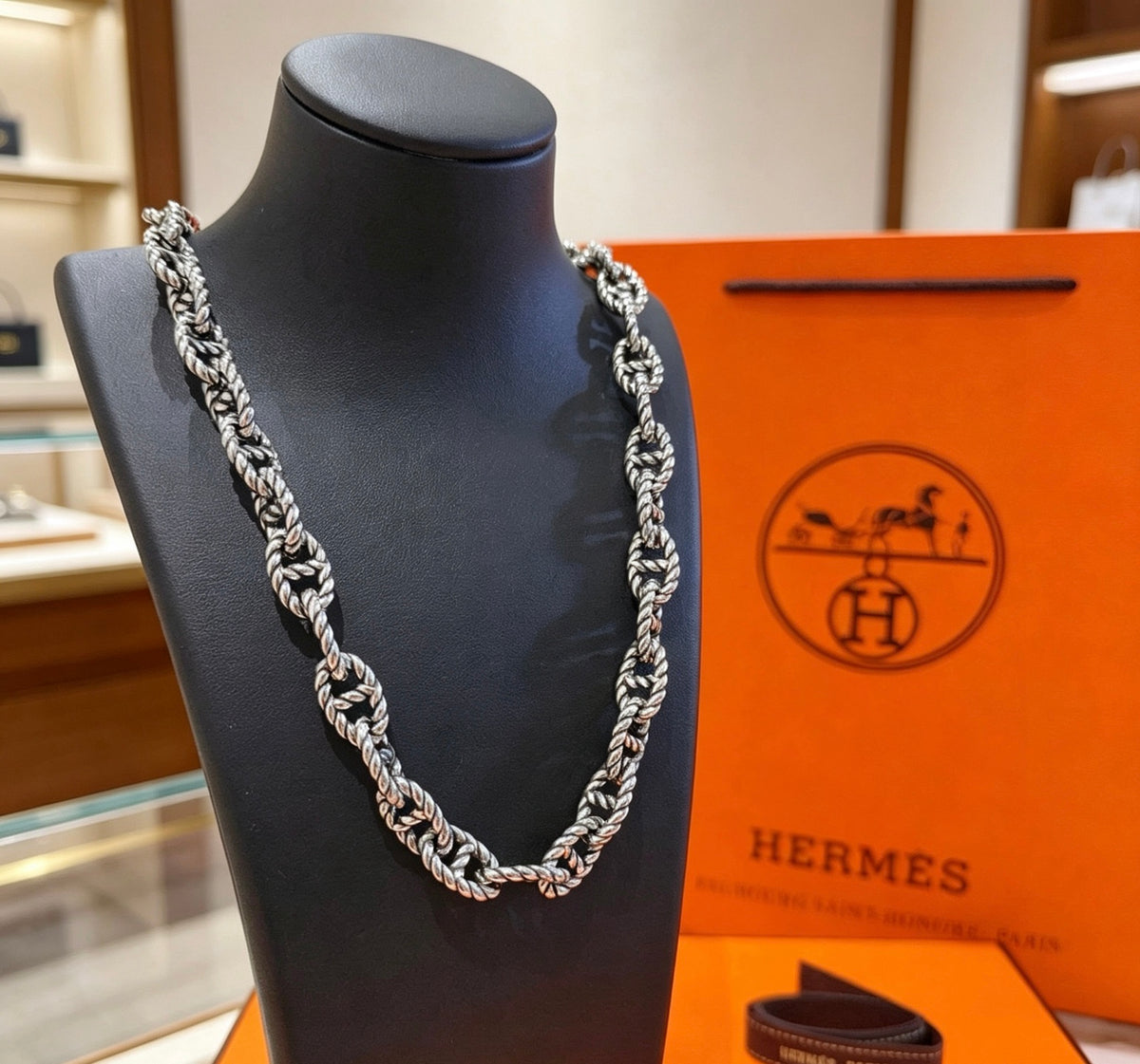 Hermès Silver-Tone Long Fine Anchor-Link Necklace - album image 2