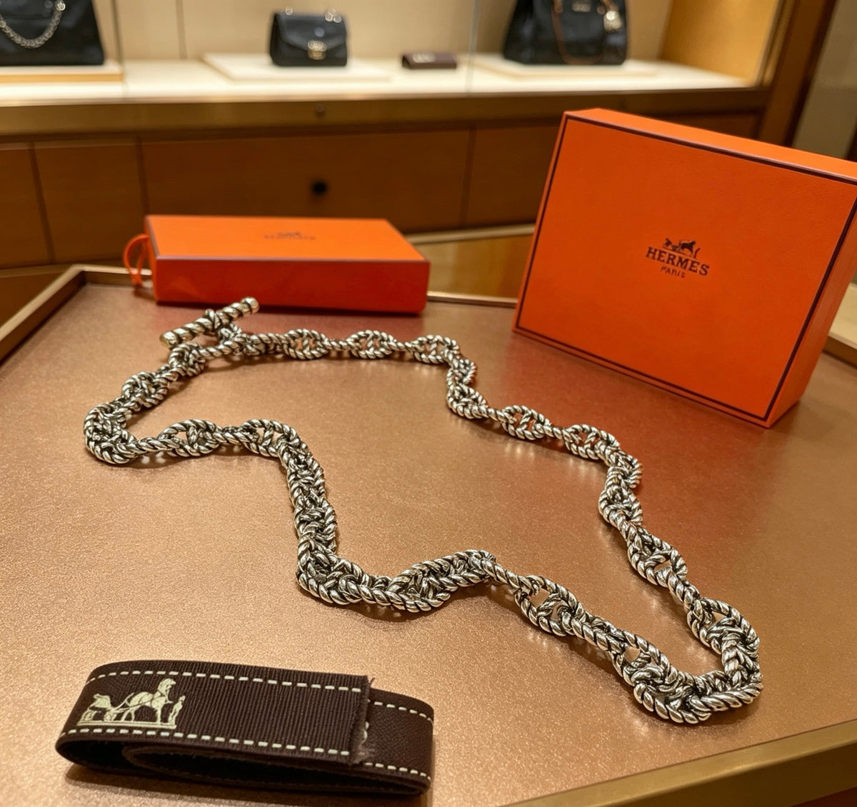 Hermès Silver-Tone Long Fine Anchor-Link Necklace - album image 9