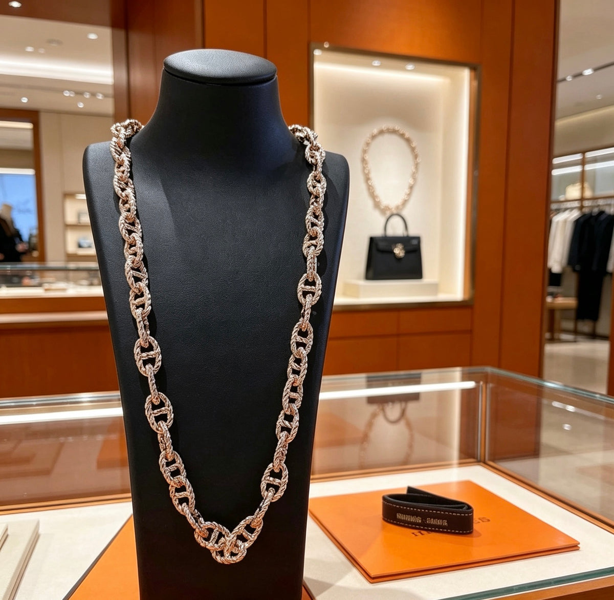 Hermès Silver-Tone Long Large Anchor-Link Necklace - album image 1