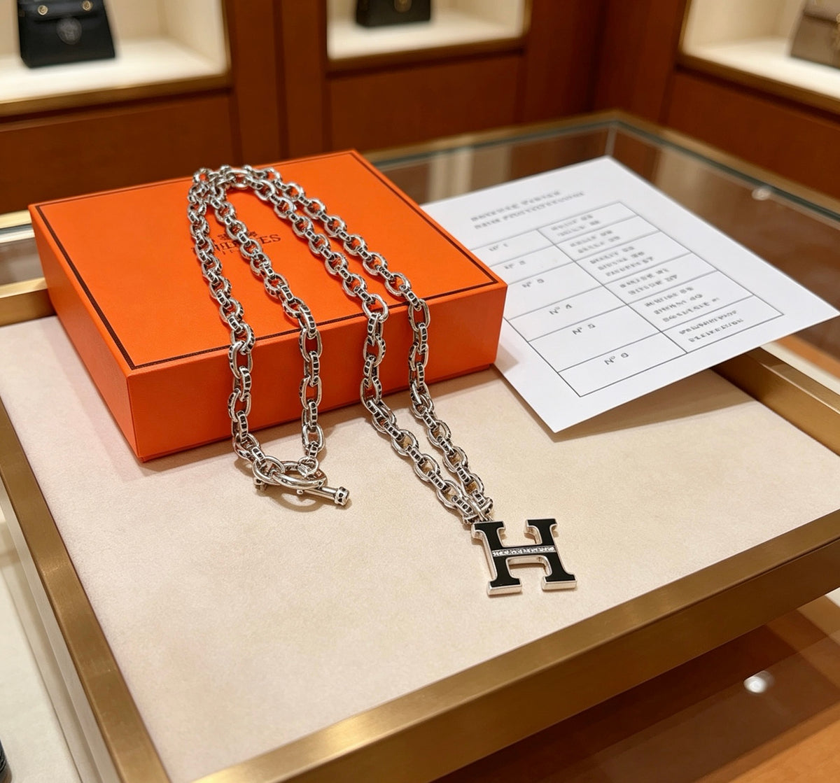 Hermès Silver-Tone H Pendant Oval-Chain Necklace - album image 6