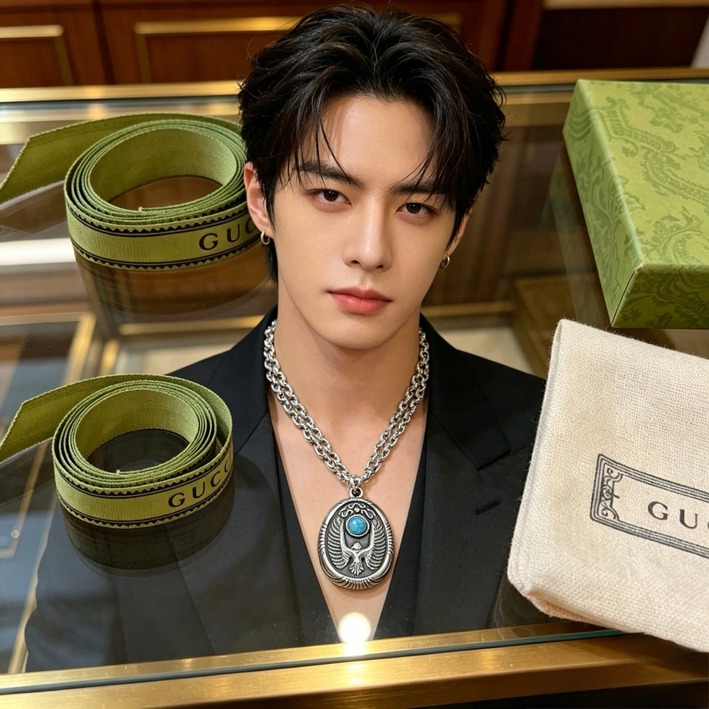 Gucci Anger Forest Interlocking G Space Motif Antiqued Chain Necklace - album image 3