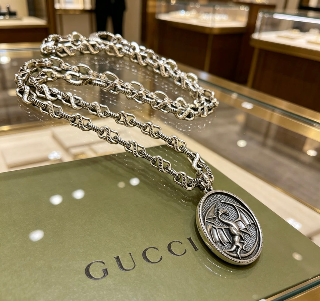 Gucci Anger Forest Interlocking G Antiqued Chain Necklace - album image 7