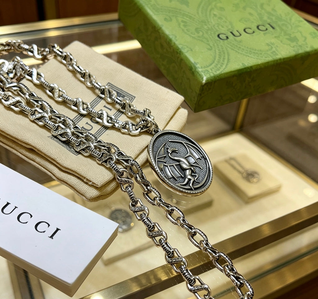 Gucci Anger Forest Interlocking G Antiqued Chain Necklace - album image 9