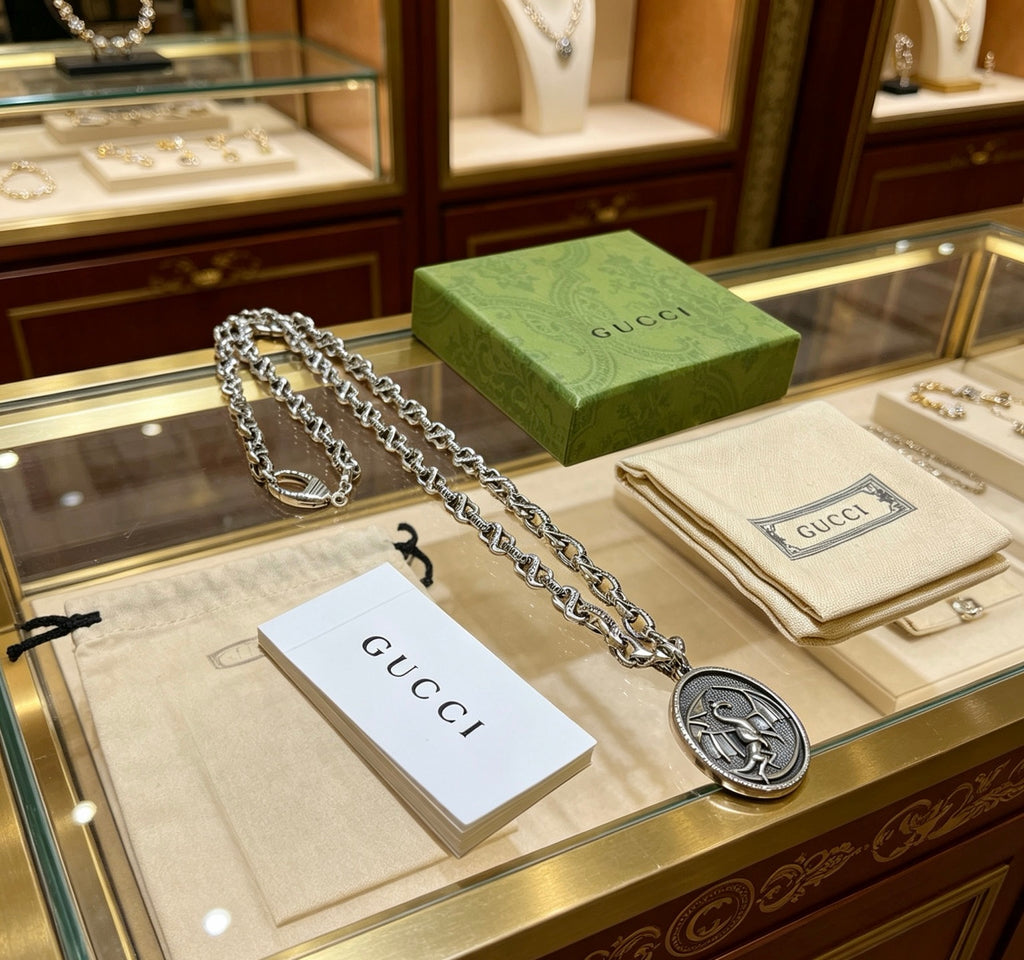 Gucci Anger Forest Interlocking G Antiqued Chain Necklace - album image 1