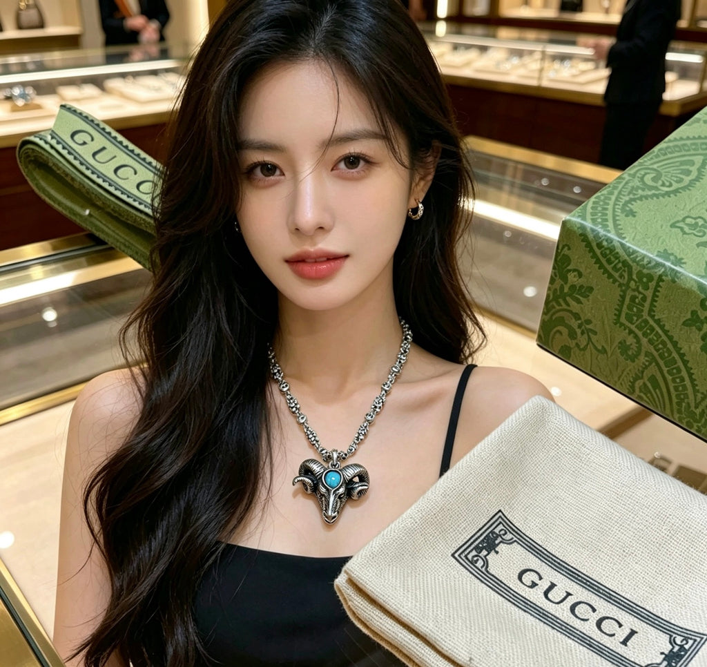 Gucci Anger Forest Interlocking G Pendant Antiqued Chain Necklace - album image 9