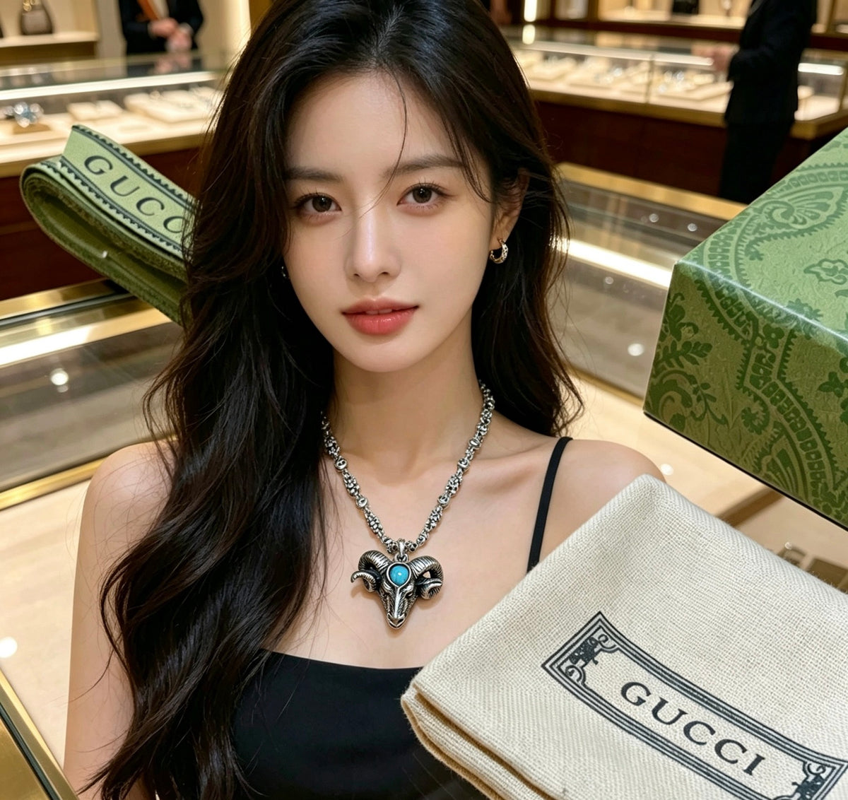 Gucci Anger Forest Interlocking G Pendant Antiqued Chain Necklace - album image 9