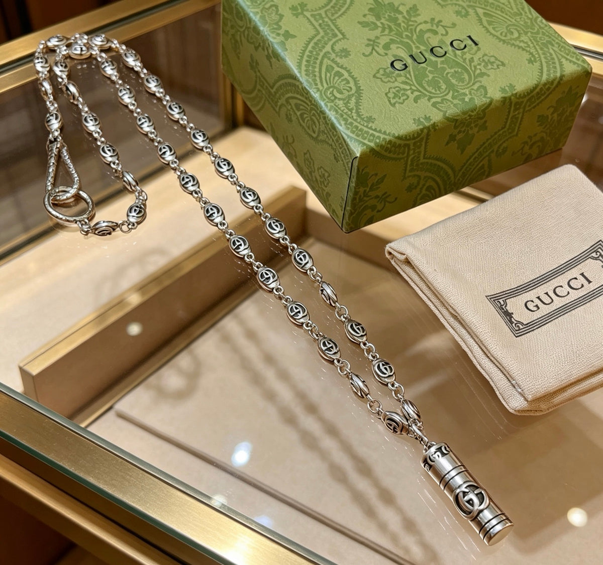 Gucci Anger Forest Interlocking G Antiqued Chain Necklace - album image 5