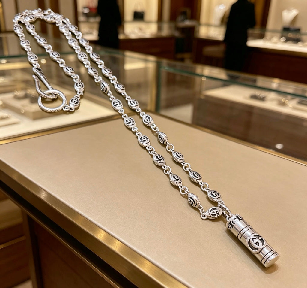 Gucci Anger Forest Interlocking G Antiqued Chain Necklace - album image 2