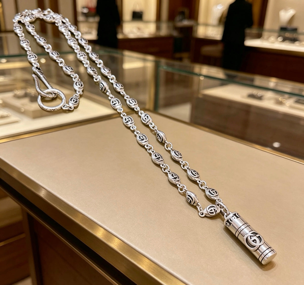 Gucci Anger Forest Interlocking G Antiqued Chain Necklace - album image 2