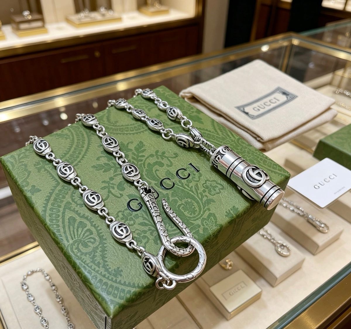 Gucci Anger Forest Interlocking G Antiqued Chain Necklace - album image 4