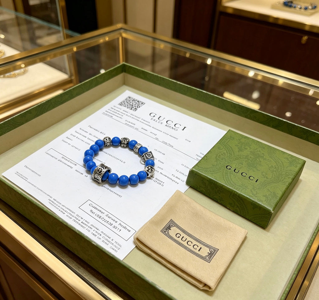 Gucci Anger Forest Interlocking G Stone Bead Antiqued Bracelet - album image 4