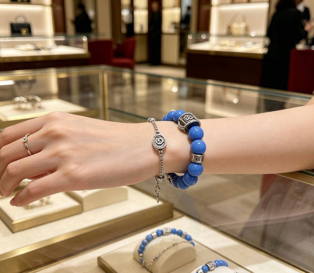 Gucci Anger Forest Interlocking G Stone Bead Antiqued Bracelet - album image 8