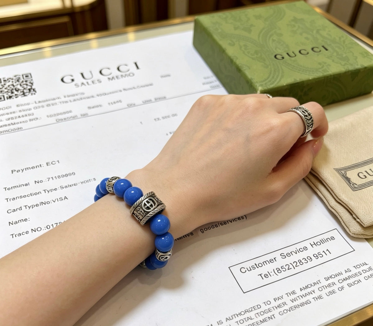 Gucci Anger Forest Interlocking G Stone Bead Antiqued Bracelet - album image 3
