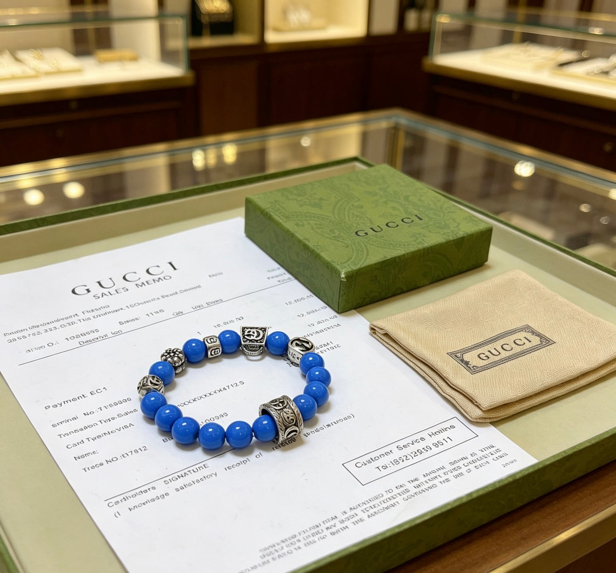Gucci Anger Forest Interlocking G Stone Bead Antiqued Bracelet - album image 7