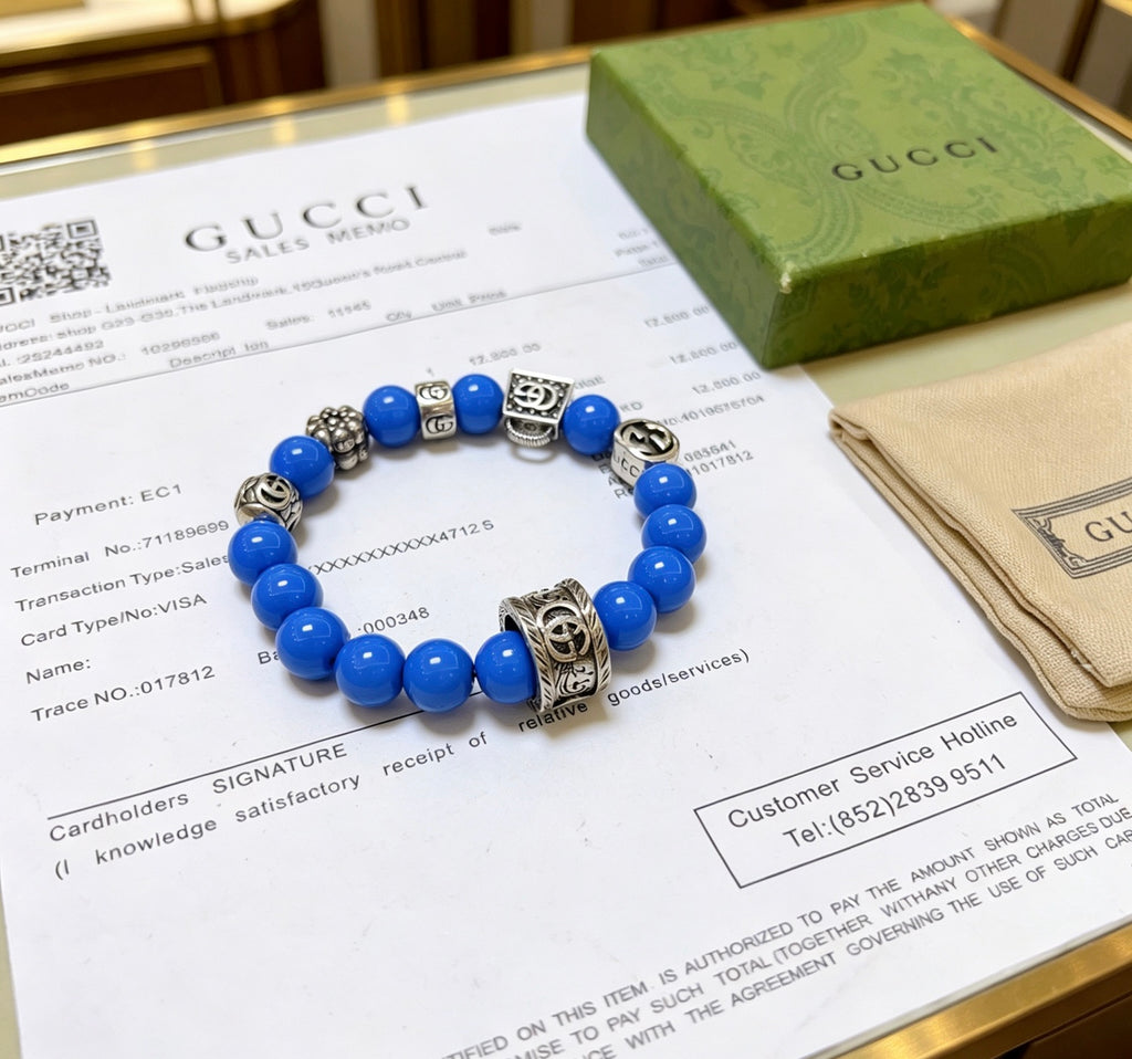 Gucci Anger Forest Interlocking G Stone Bead Antiqued Bracelet - album image 5