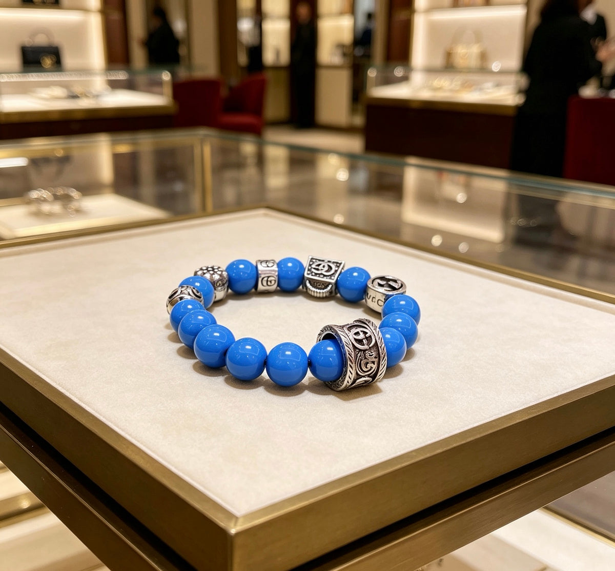 Gucci Anger Forest Interlocking G Stone Bead Antiqued Bracelet - album image 2