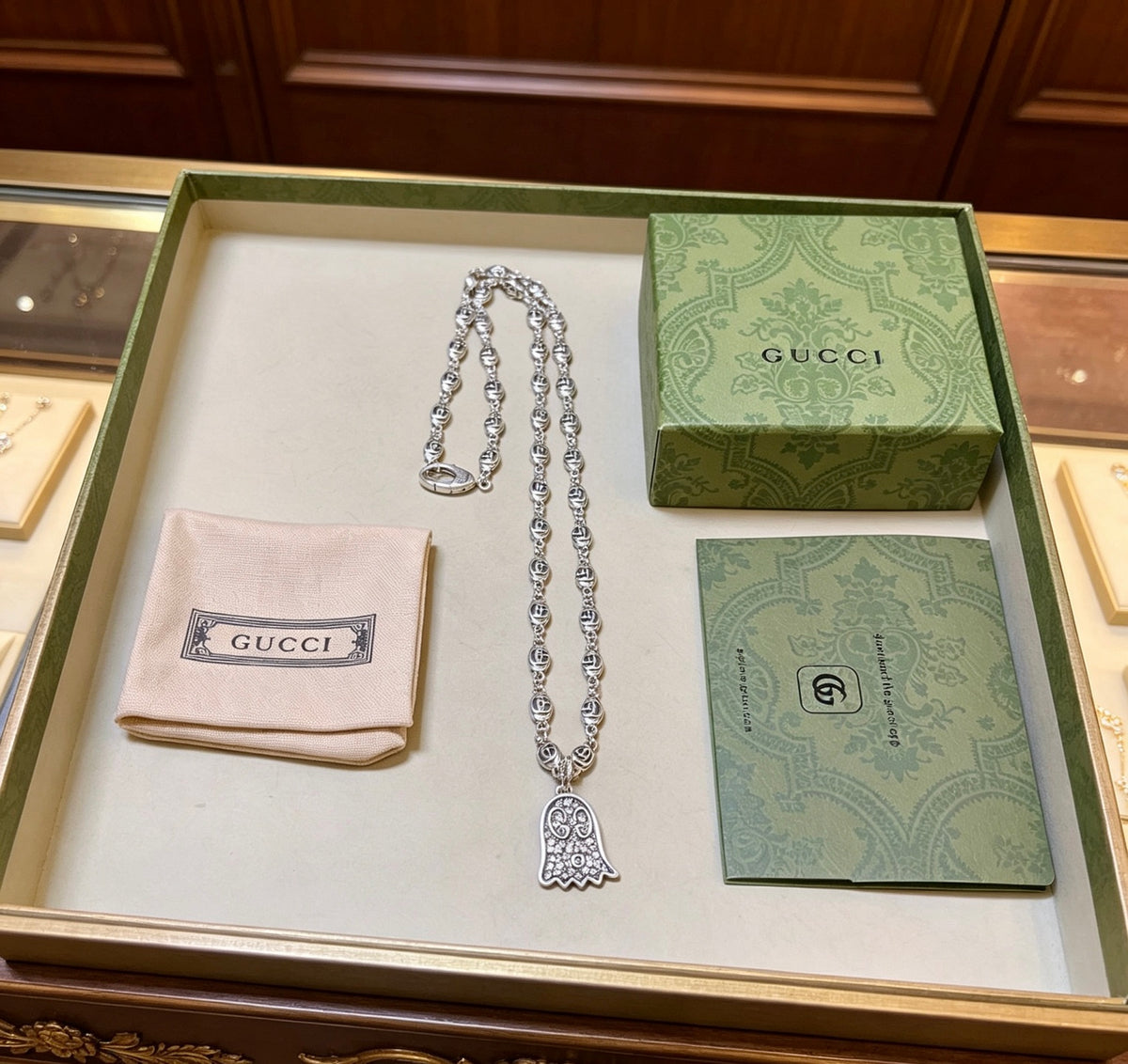 Gucci Anger Forest Interlocking G Antique Silver-Tone Silver-Tone Antiqued Chain Necklace - album image 7