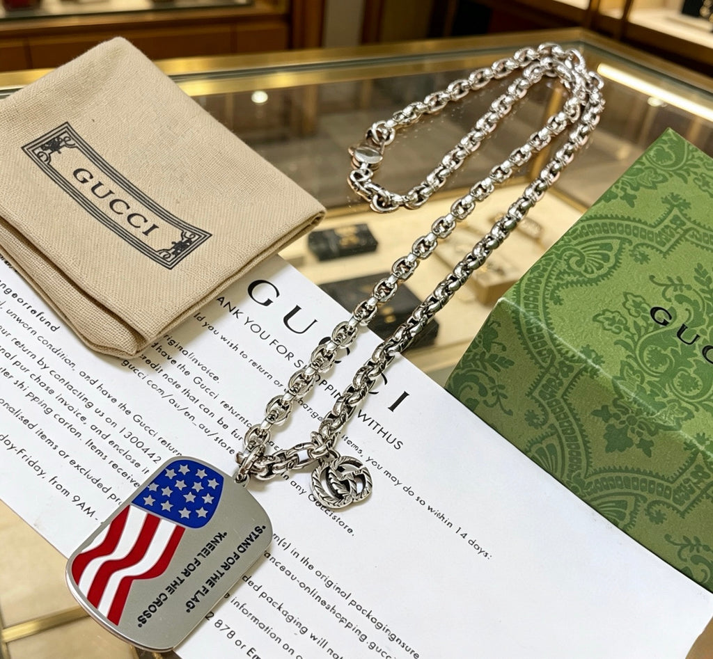Gucci Anger Forest Interlocking G Antiqued Chain Necklace - album image 7