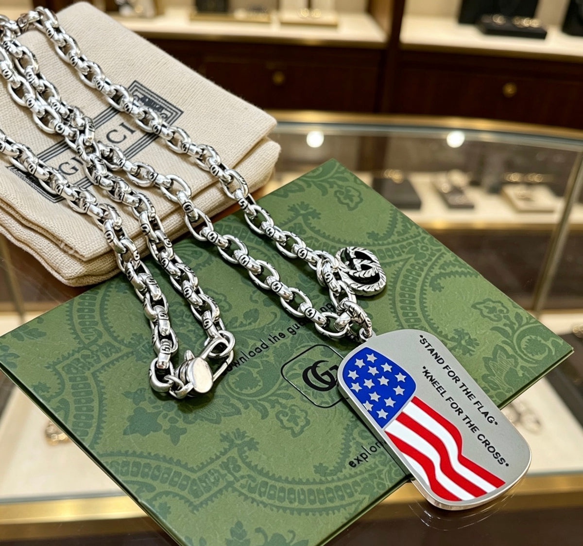 Gucci Anger Forest Interlocking G Antiqued Chain Necklace - album image 6