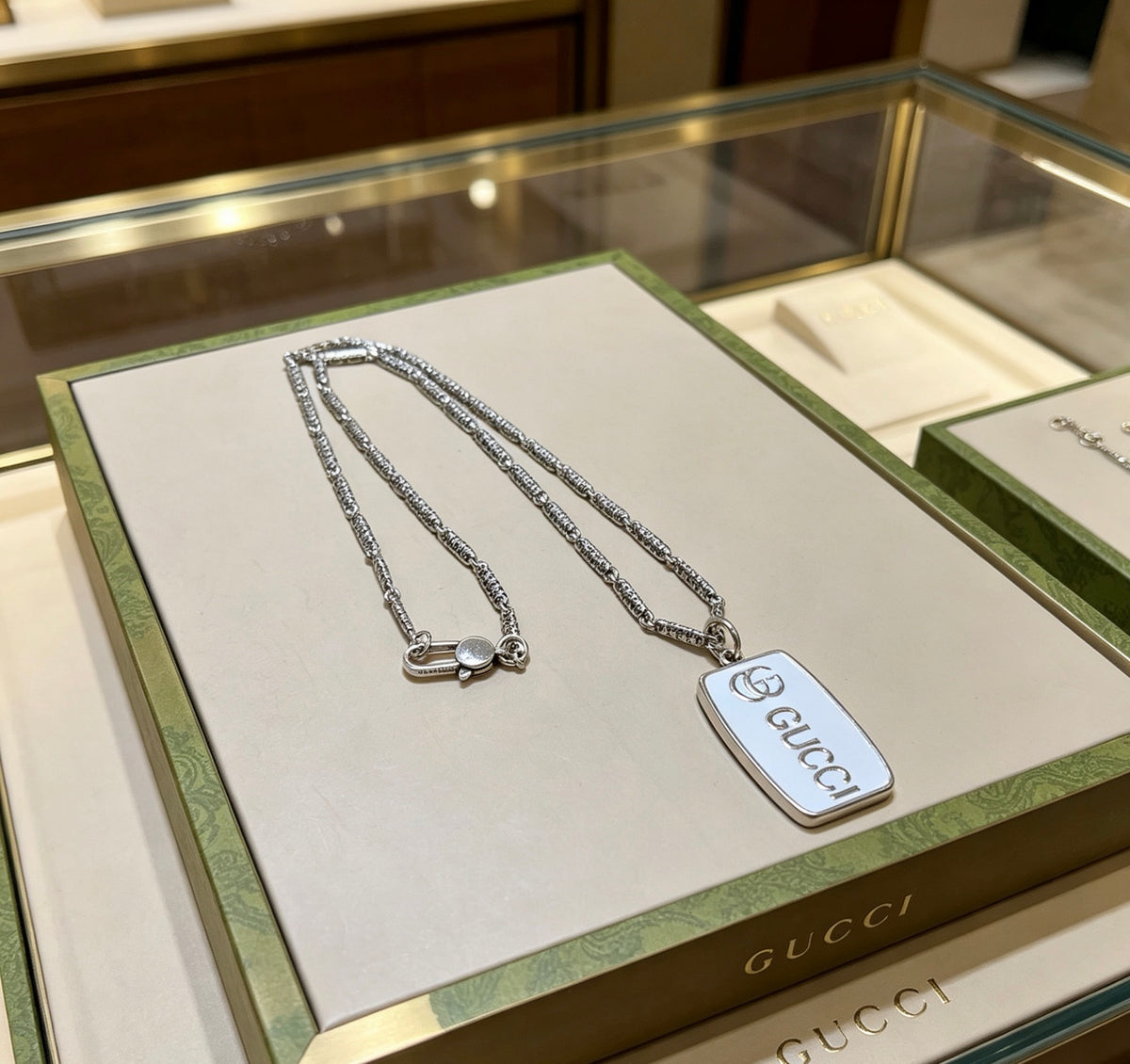 Gucci Anger Forest Interlocking G Antiqued Chain Necklace - album image 2