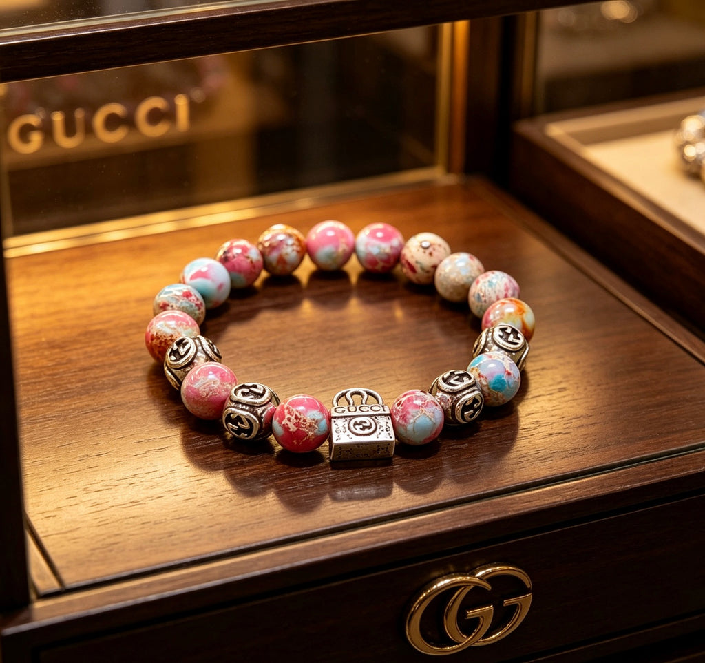Gucci Anger Forest Interlocking G Patterned Stone Agate Beaded Snake Bracelet - album image 5