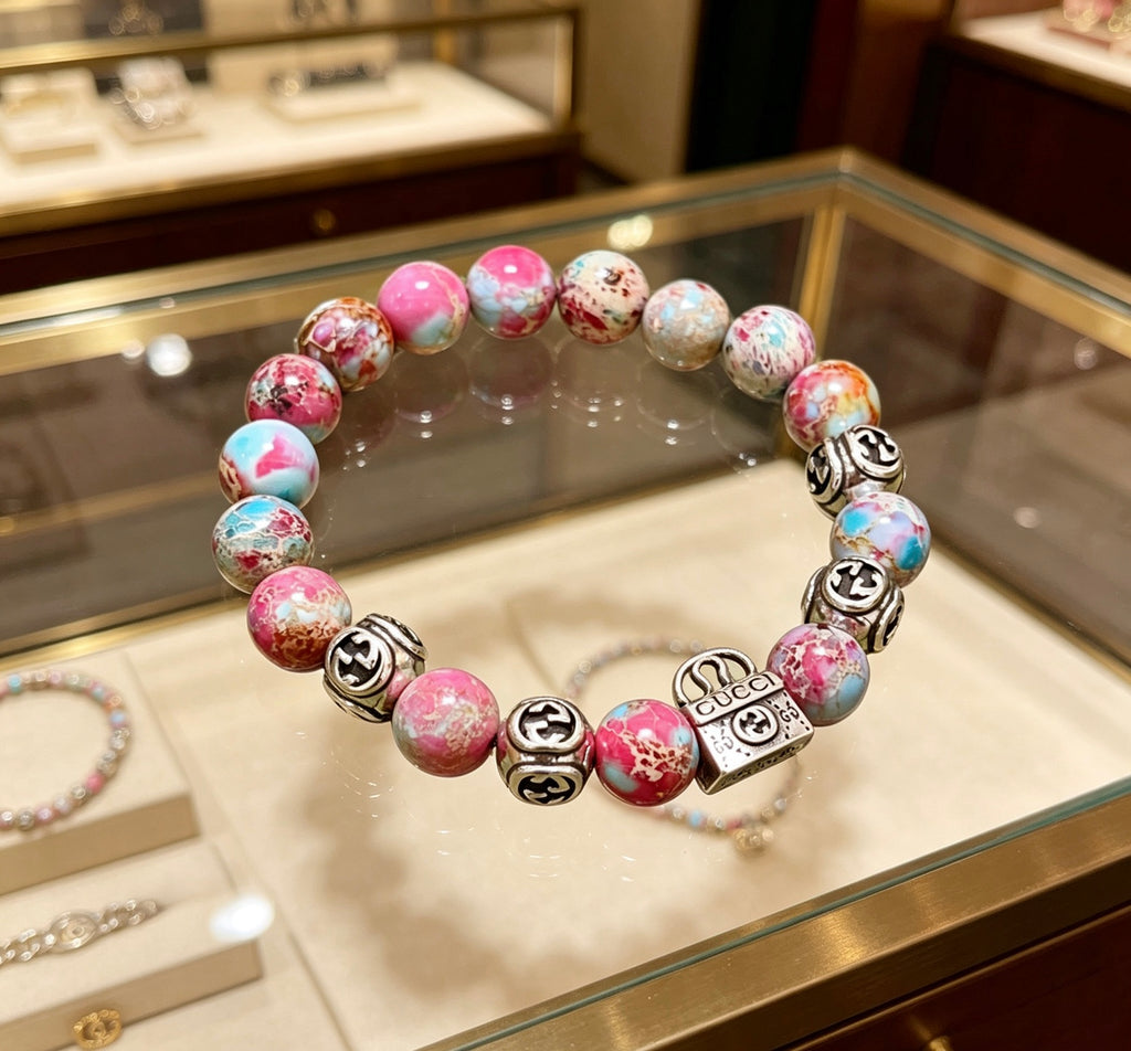 Gucci Anger Forest Interlocking G Patterned Stone Agate Beaded Snake Bracelet - album image 4