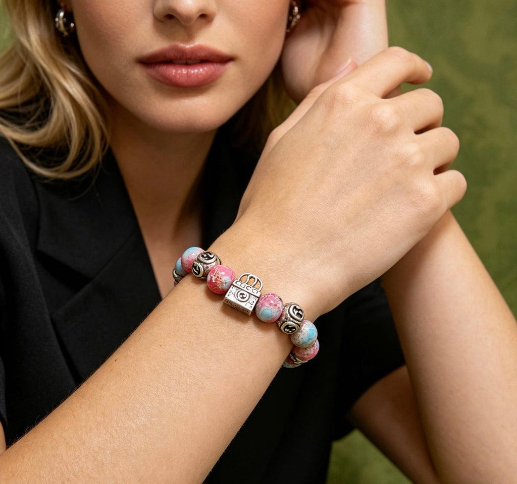 Gucci Anger Forest Interlocking G Patterned Stone Agate Beaded Snake Bracelet - album image 3