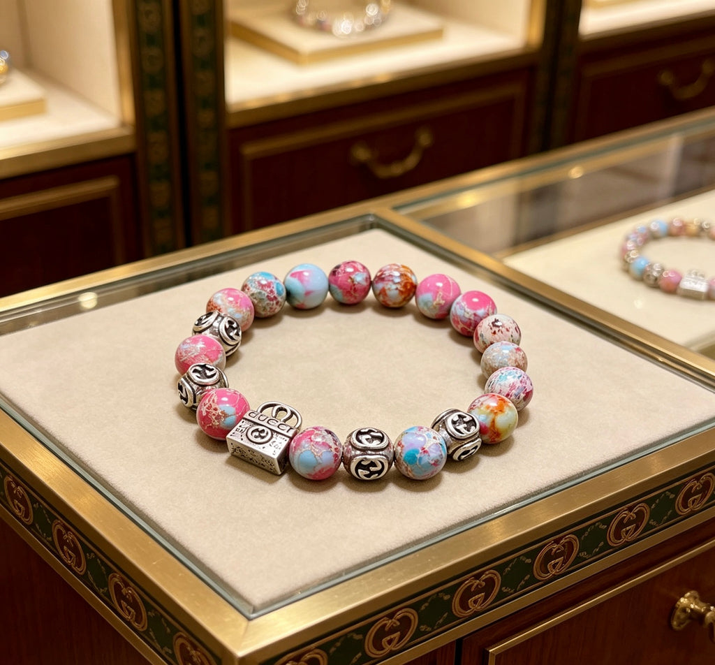 Gucci Anger Forest Interlocking G Patterned Stone Agate Beaded Snake Bracelet - album image 7