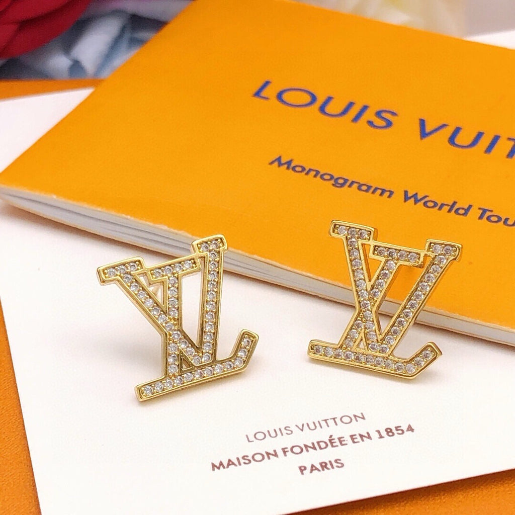 Louis Vuitton LV Letter Crystal Accent Earrings - album image 4